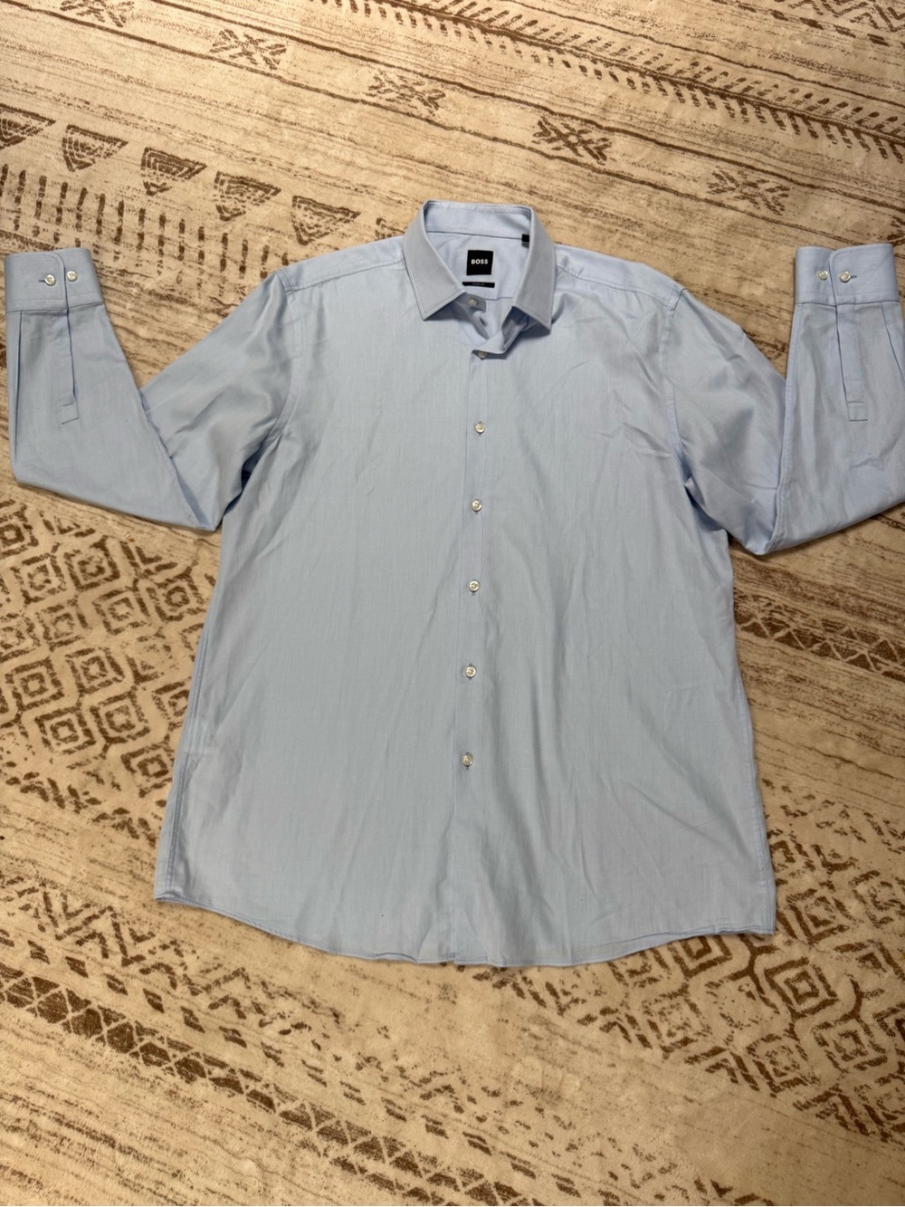 Boss Men's Light Blue Dress Shirt - Classic Spread Collar